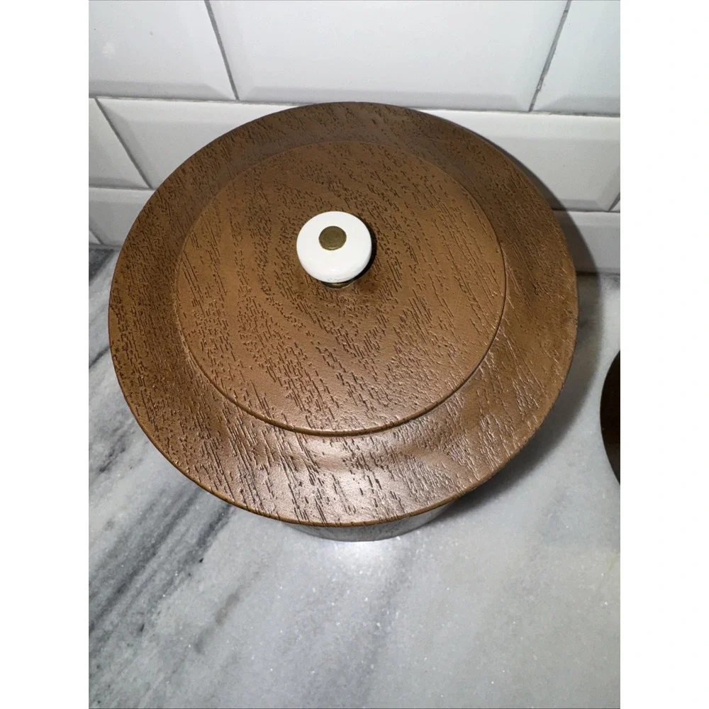Rare Amazing Vintage‎ MCM Faux Wood/ Hard Plastic Canister Set